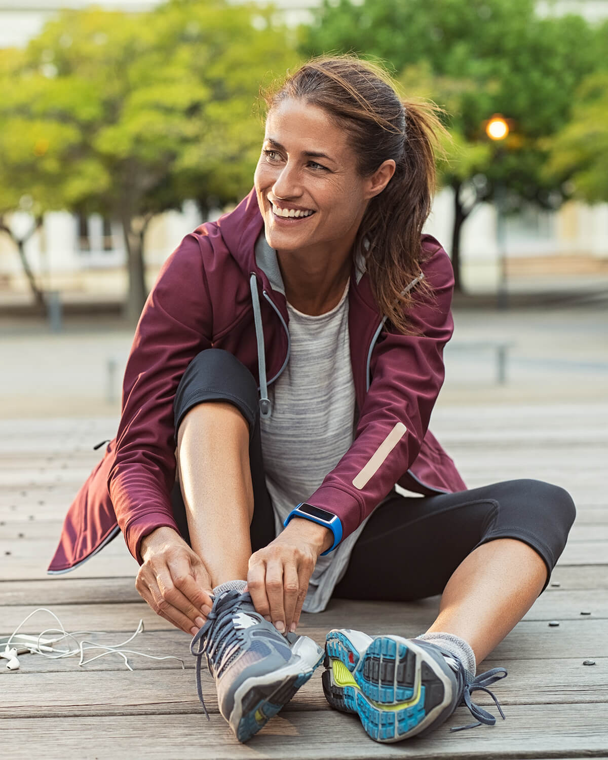 Woman getting ready to exercise